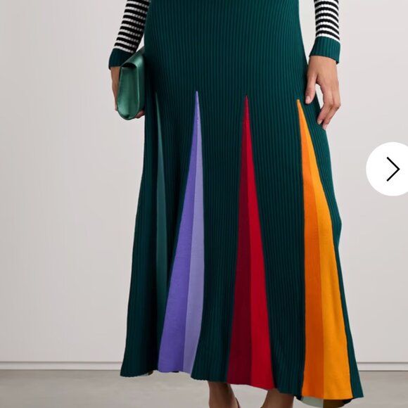 CHRISTOPHER JOHN ROGERS Godet striped ribbed merino wool polo maxi dres - Picture 5 of 5